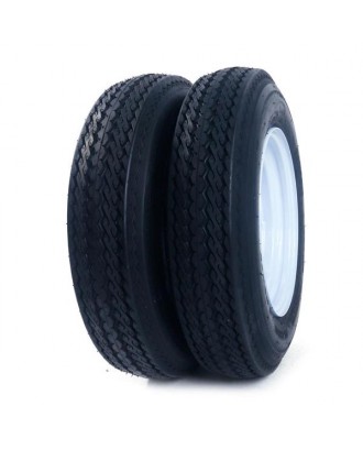 2 New Trailer Tires & Rims 5.30-12 530-12 Hole Wheel White Spoke